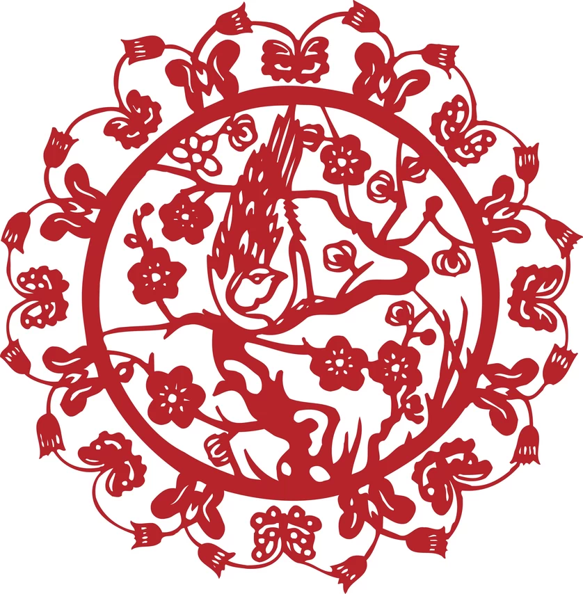 中国风传统民俗吉祥喜庆镂空剪纸窗花图案插画AI矢量PNG设计素材【134】